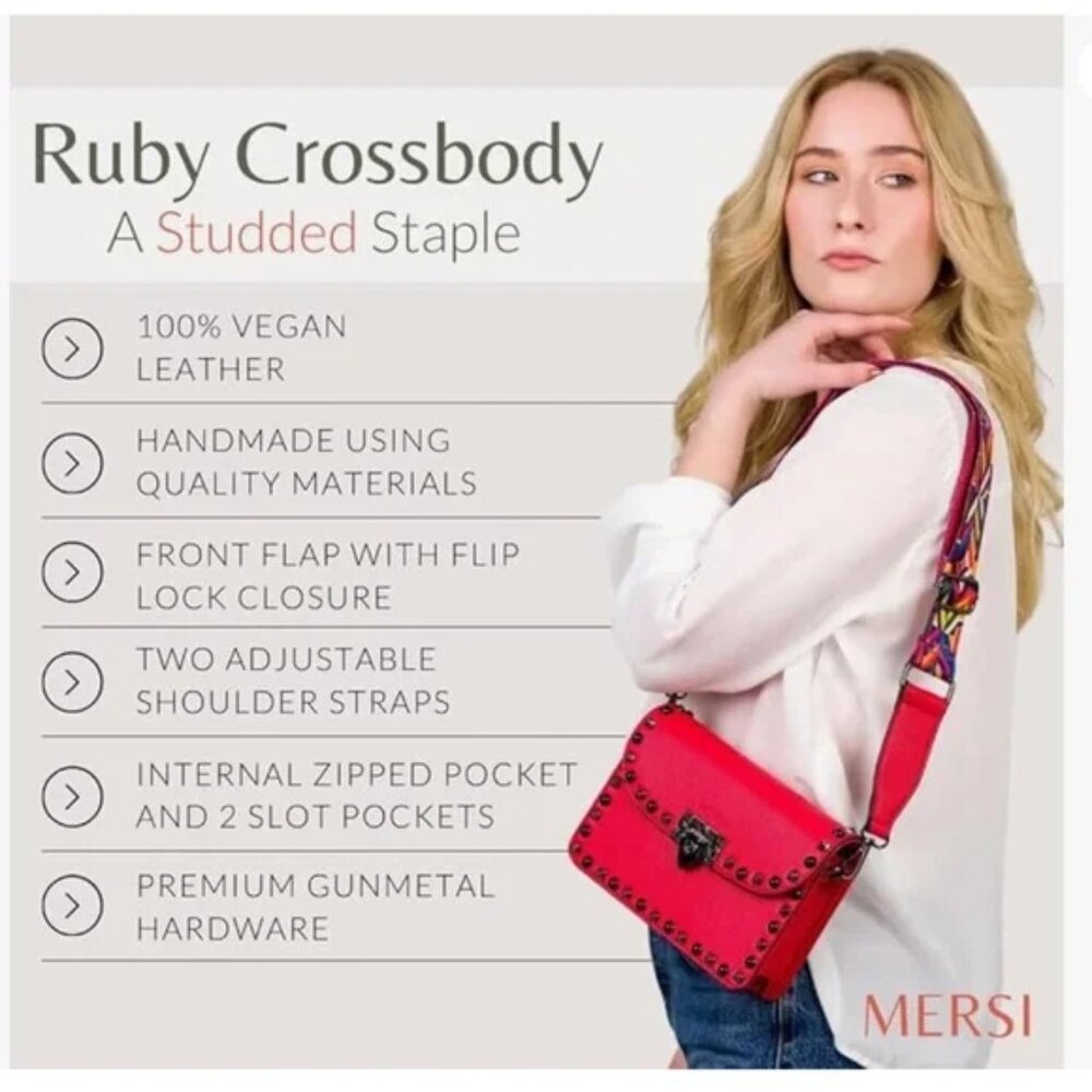 Mersi Ruby Studded Crossbody With 2 Straps - Orange - NWT - Picture 2 of 12